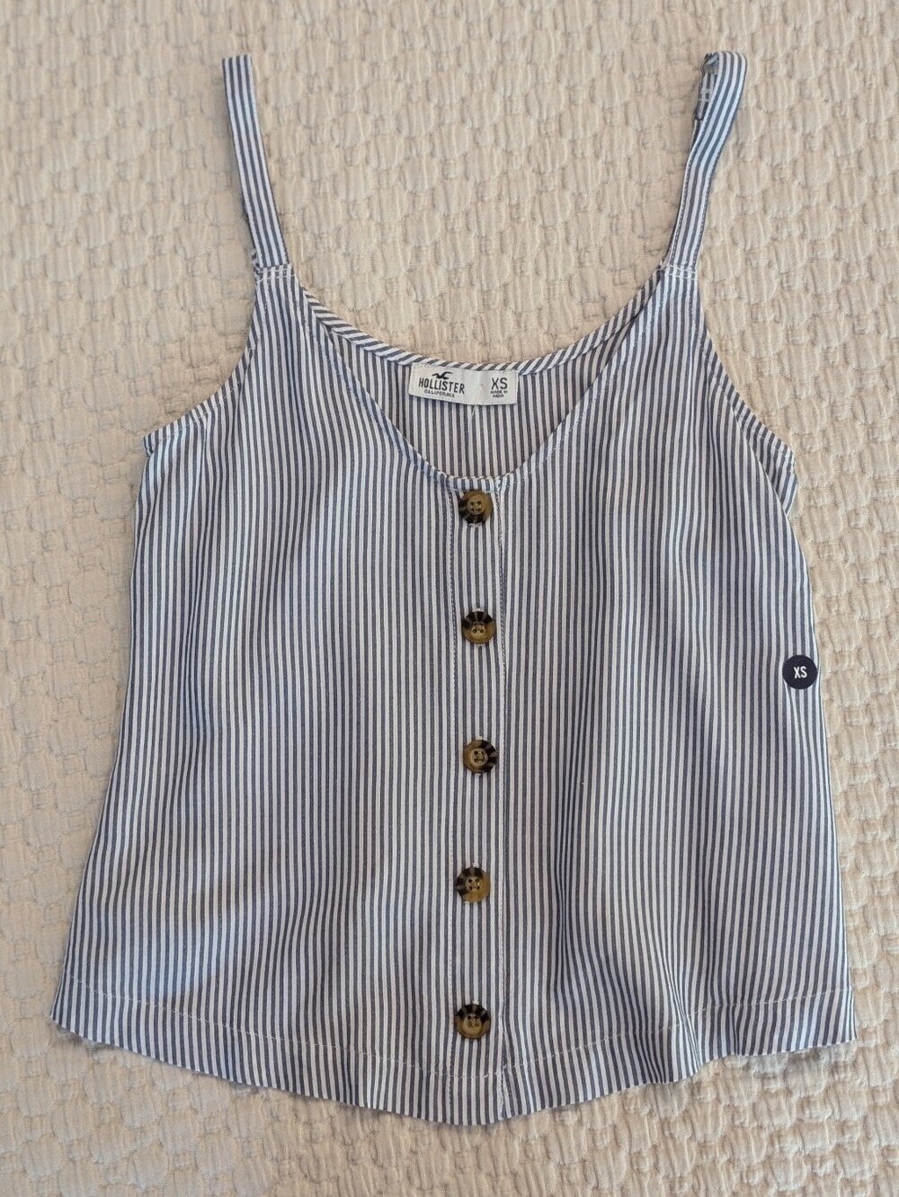 NWT Hollister Blue & White Striped Button-Front Tank Top Sz XS